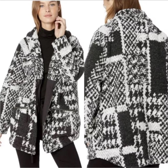 Prana Jackets & Blazers - PRANA Women’s "Sakari" Jacket Oversized Wool Blend Knit Textured Black & White S